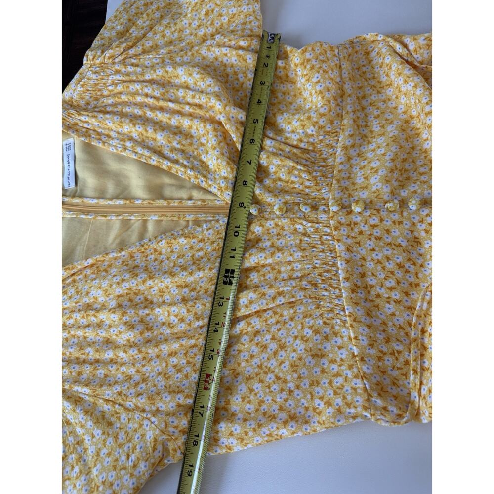 Faithfull The Brand Midi Dress Women’s Medium Floral Yellow Ari - Picture 12 of 14